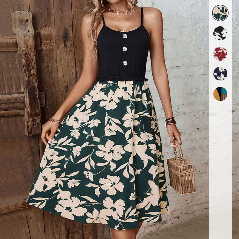 Damen Kleid Floralmuster Knopfleiste Norvielle - Norvielle