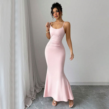 Damen Maxikleid Spaghettiträger Raffiniertes Drapierdesign Norvielle