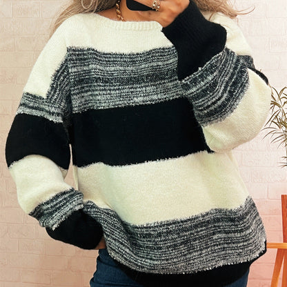 Damen Oversized-Pullover Streifenmuster Lässig Norvielle - Norvielle