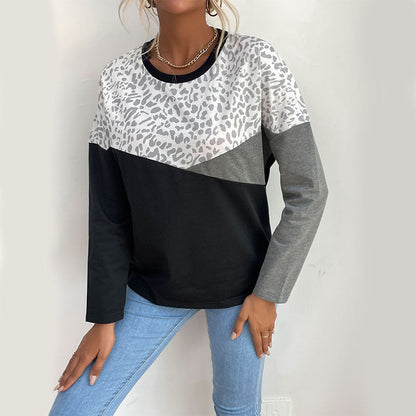 Damen Langarmshirt Leoprint Blockstreifen Norvielle