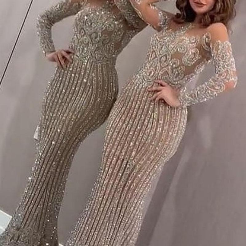 Damen Abendkleid Norvielle Glitzerpailletten Schmal