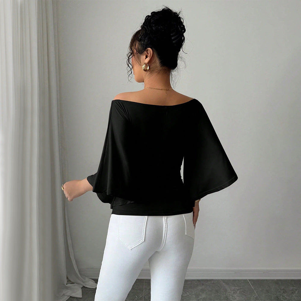 Damen Off-Shoulder- Weite Ärmel Figurformend Norvielle