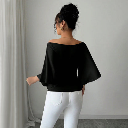 Damen Off-Shoulder- Weite Ärmel Figurformend Norvielle