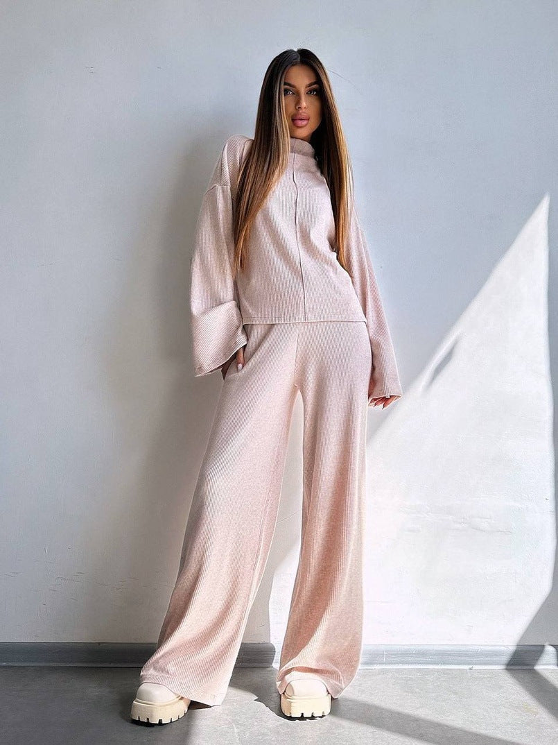 Damen Loungewear-Set Weites Rippdesign Bequem