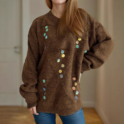 Damen Strickpullover mit Pailletten Norvielle