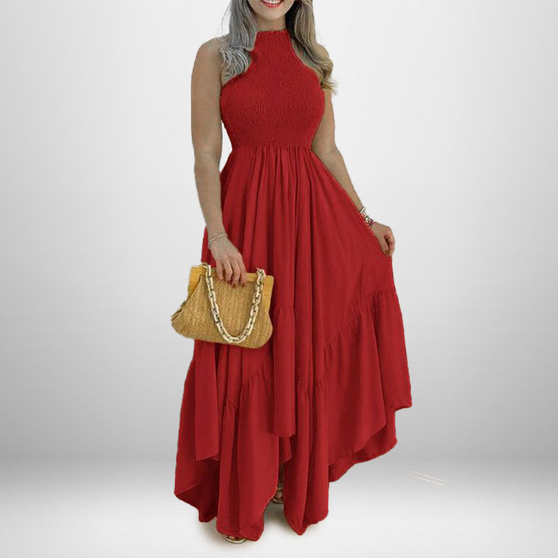 Damen Maxikleid Hochgeschlossener Kragen Fließender Rock Norvielle