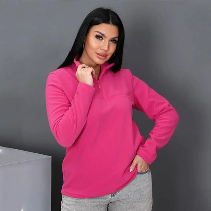 Damen Fleece Pullover Stehkragen Halbzipp Norvielle