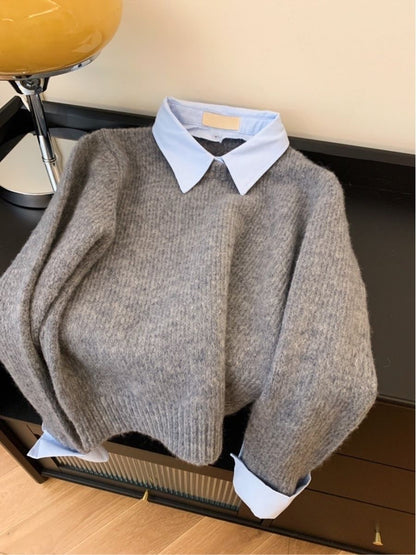 Damen Pullover Mit Hemdkragen Kombination Stilvoll Norvielle