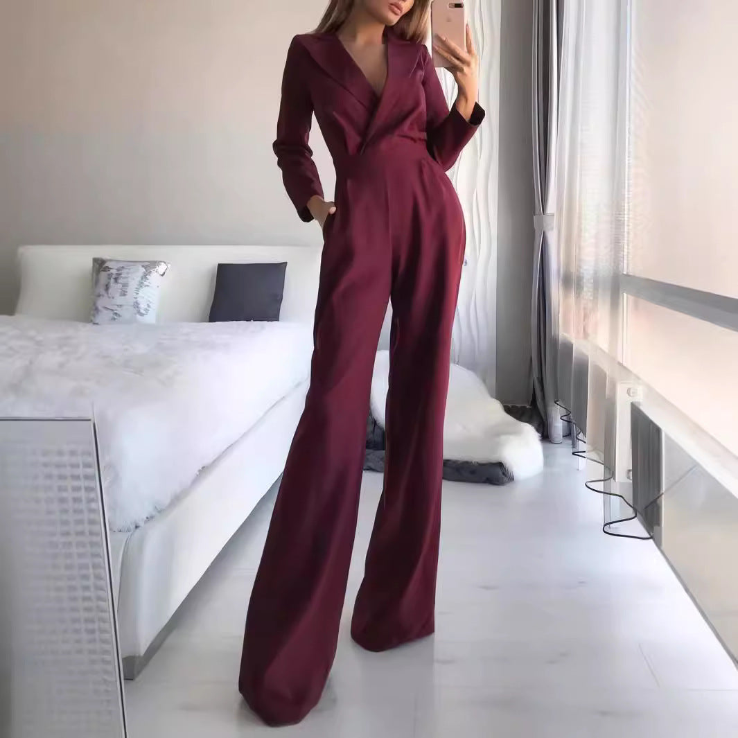 Damen Jumpsuit Figurbetont Weites Bein Norvielle