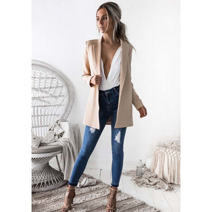 Damen Blazer Elegant Langer Revers Norvielle
