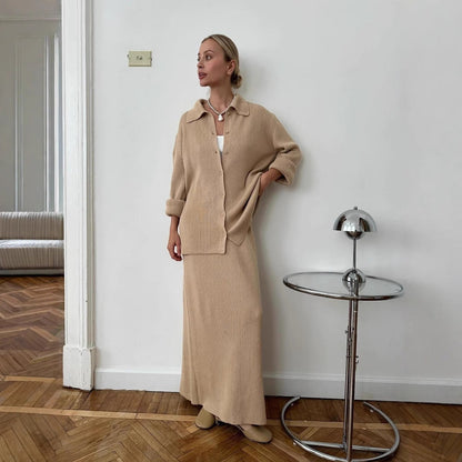 Damen Strickensemble Knopfdetails Eleganter Schnitt Norvielle