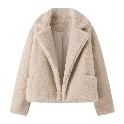 Damen Plüschjacke Oversized Schnitt Hochgeschlossener Kragen Norvielle