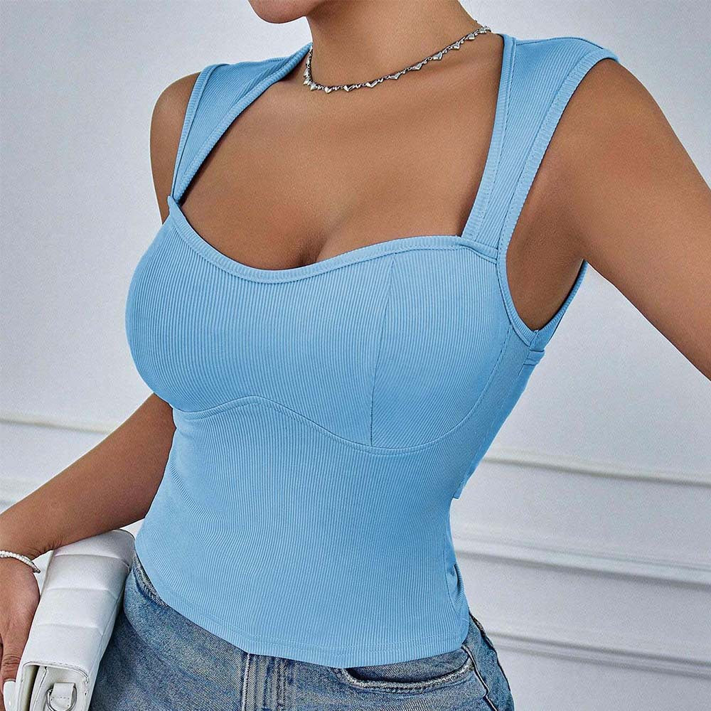 Damen Crop- Rippendesign Schmale Träger Norvielle