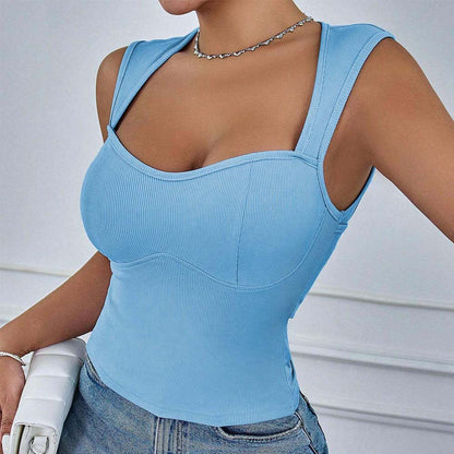 Damen Crop- Rippendesign Schmale Träger Norvielle