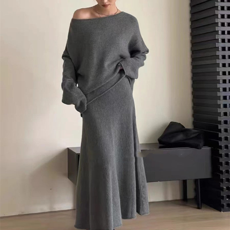 Damen Off-Shoulder Strickkleid Weites Design Norvielle - Norvielle