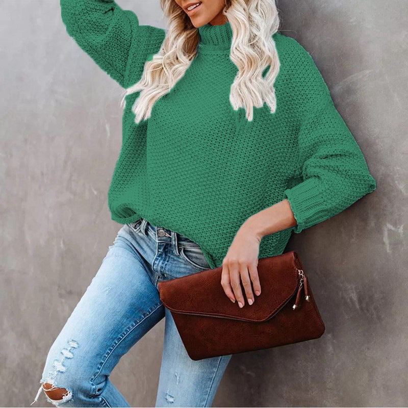 Damen Grobstrickpullover Rollkragen Lässig Norvielle