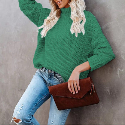 Damen Grobstrickpullover Rollkragen Lässig Norvielle