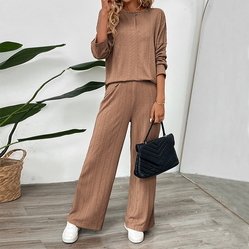 Damen Strickset Pullover und weite Hose Norvielle