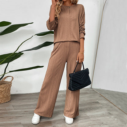 Damen Strickset Pullover und weite Hose Norvielle