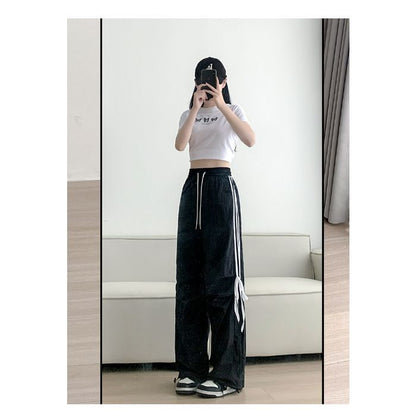Damen Sporthose mit Seitlichen Streifen und Schnürbund Bequem
