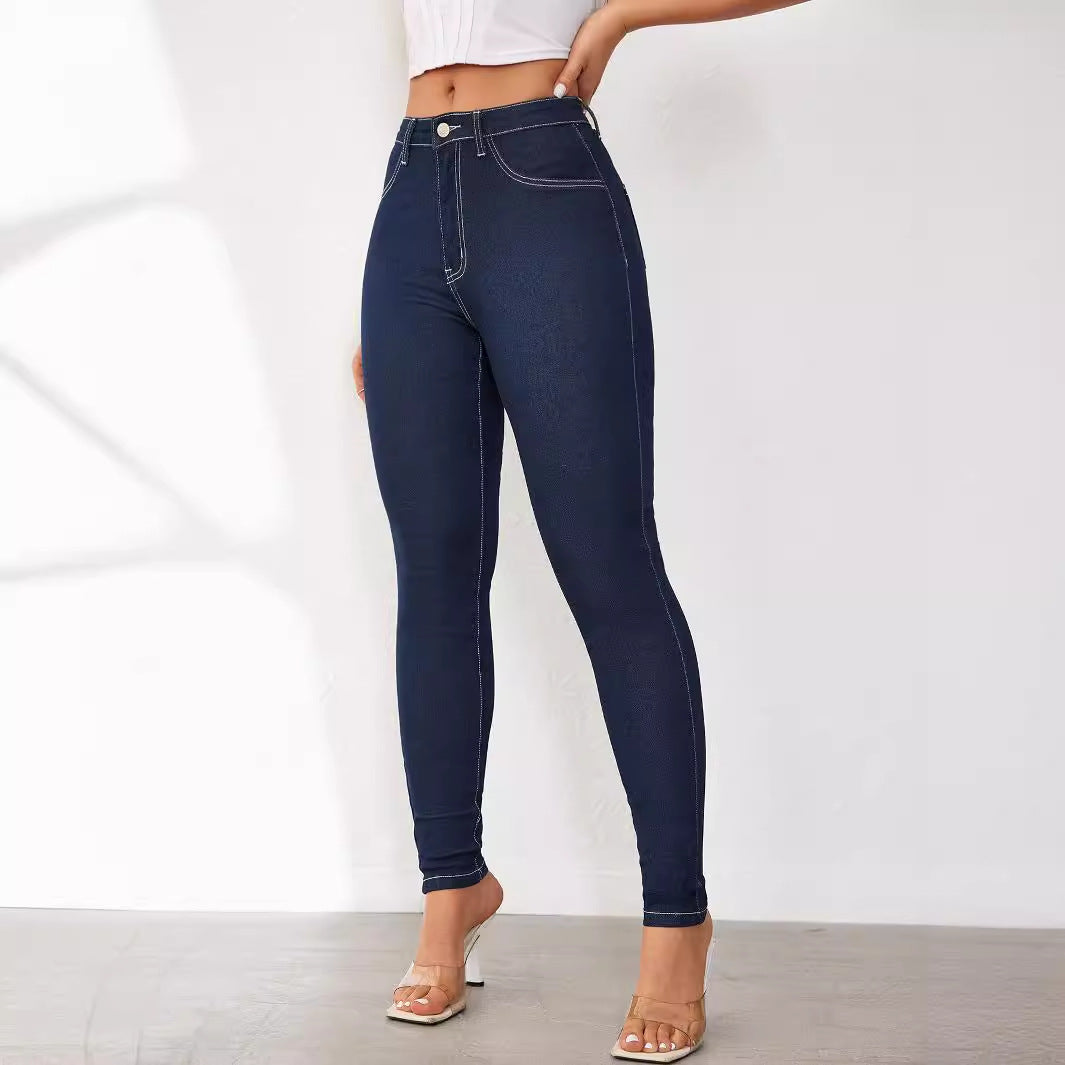 Damen High-Waist Jeansleggings Figurbetonter Stil