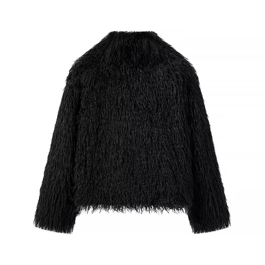 Damen Plüschjacke Weiches Material Kuschelig