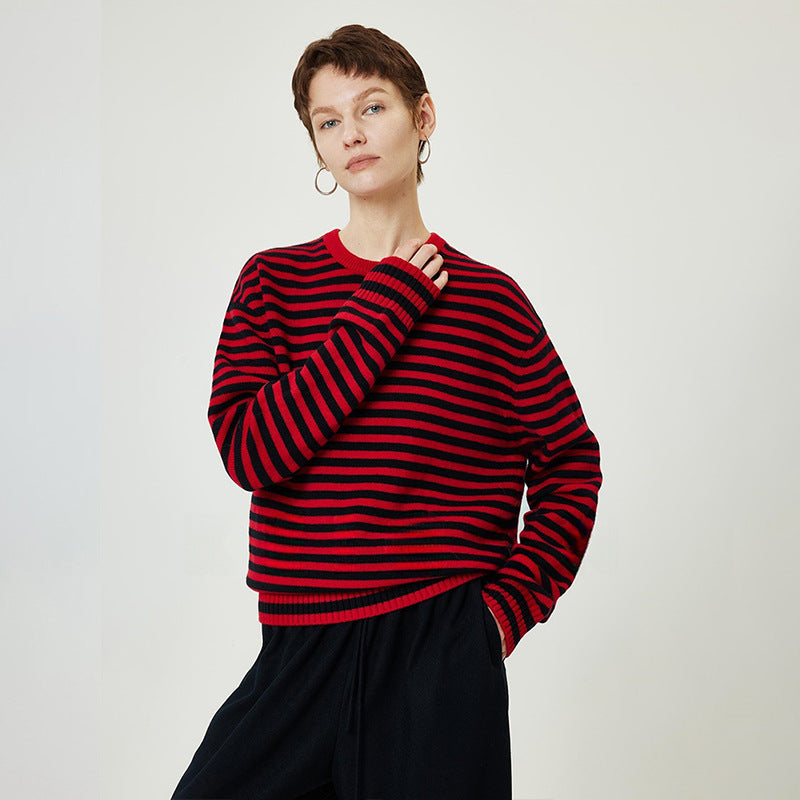 Damen Rollkragenpullover Streifenmuster Norvielle