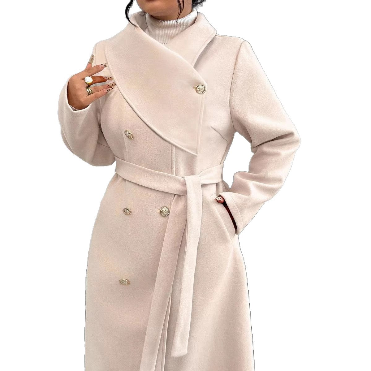 Damen Wollmantel Eleganter Doppelknopf