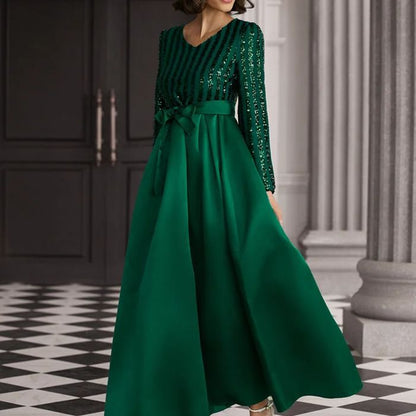 Damen Maxikleid Pailletten Akzent Schimmer Rock