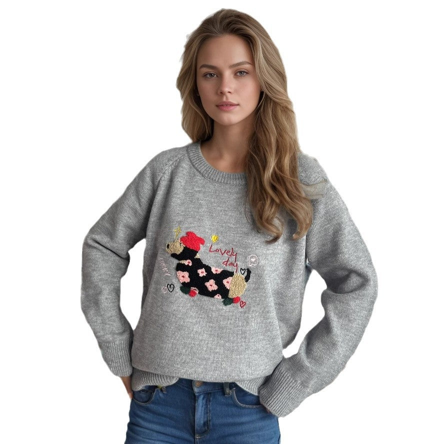 Damen Sweatshirt Tierdesign Blumenstickerei Norvielle
