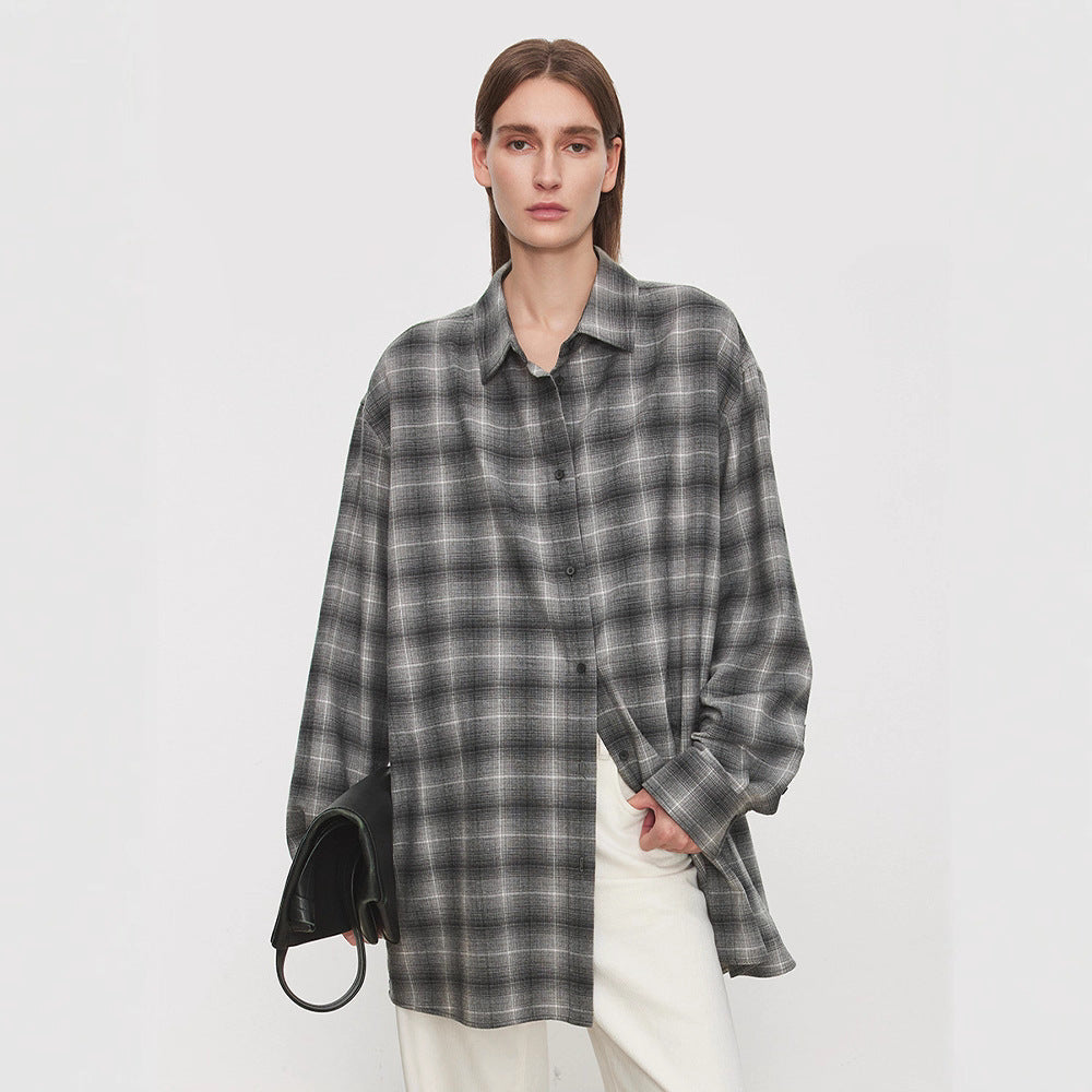 Damen Langarmhemd Karomuster Modern Norvielle