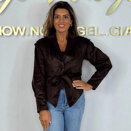 Damen Wildlederjacke mit Taillengürtel