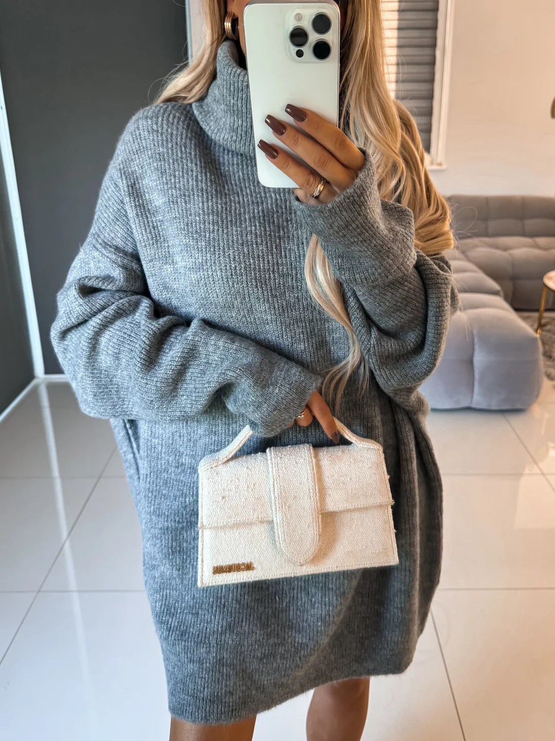 Damen Großer Rollkragenpullover Weiches Strick Norvielle