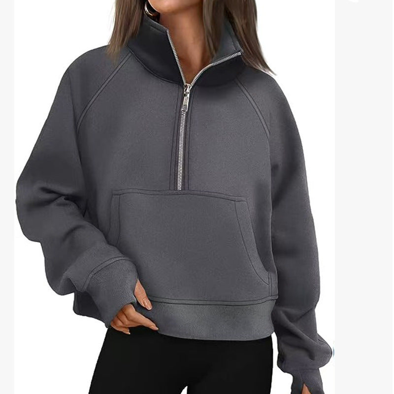 Damen Hoodie Hochkragen Sportlich Norvielle