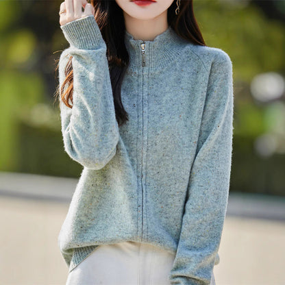 Damen Pullover Kuschelfleece Hochkragen Feine Struktur Norvielle