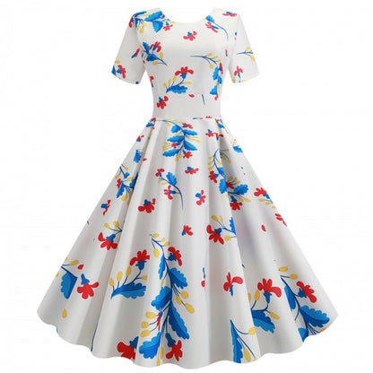 Damen Swingkleid Floraldesign Elastisch Röckchen