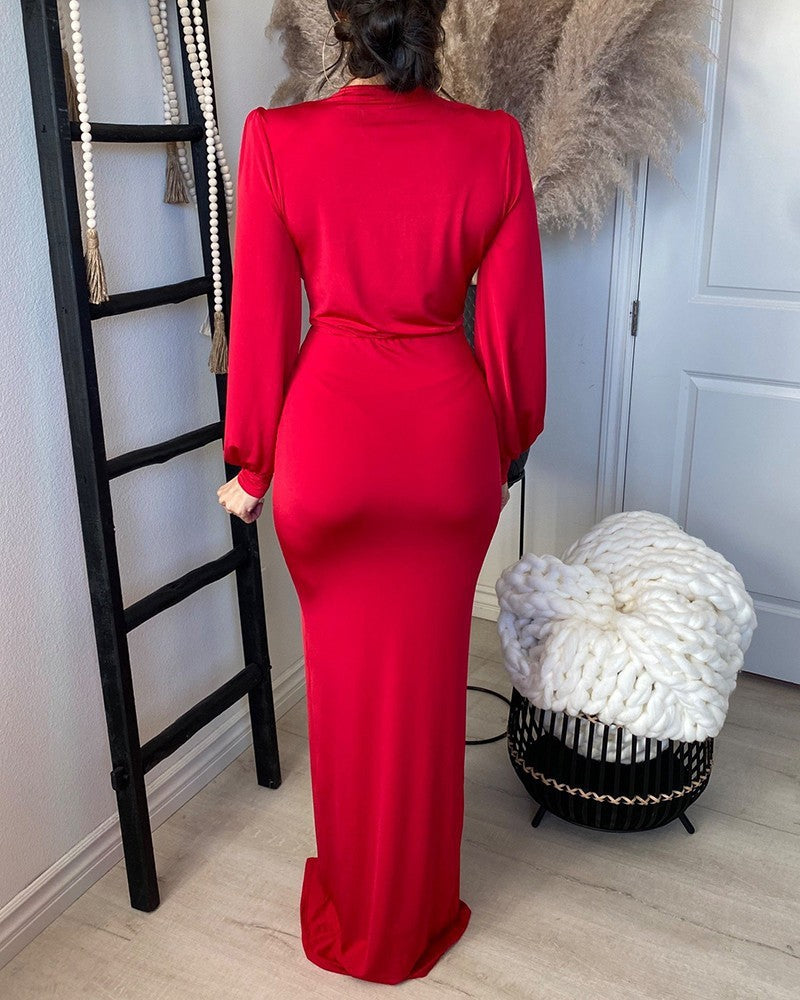 Damen Abendkleid V-Ausschnitt Schlitz Norvielle