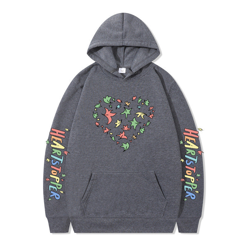 Damen Kapuzenpullover Herz- und Blattmotiv Norvielle