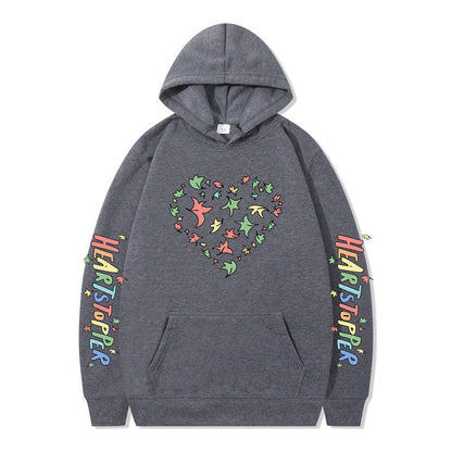 Damen Kapuzenpullover Herz- und Blattmotiv Norvielle