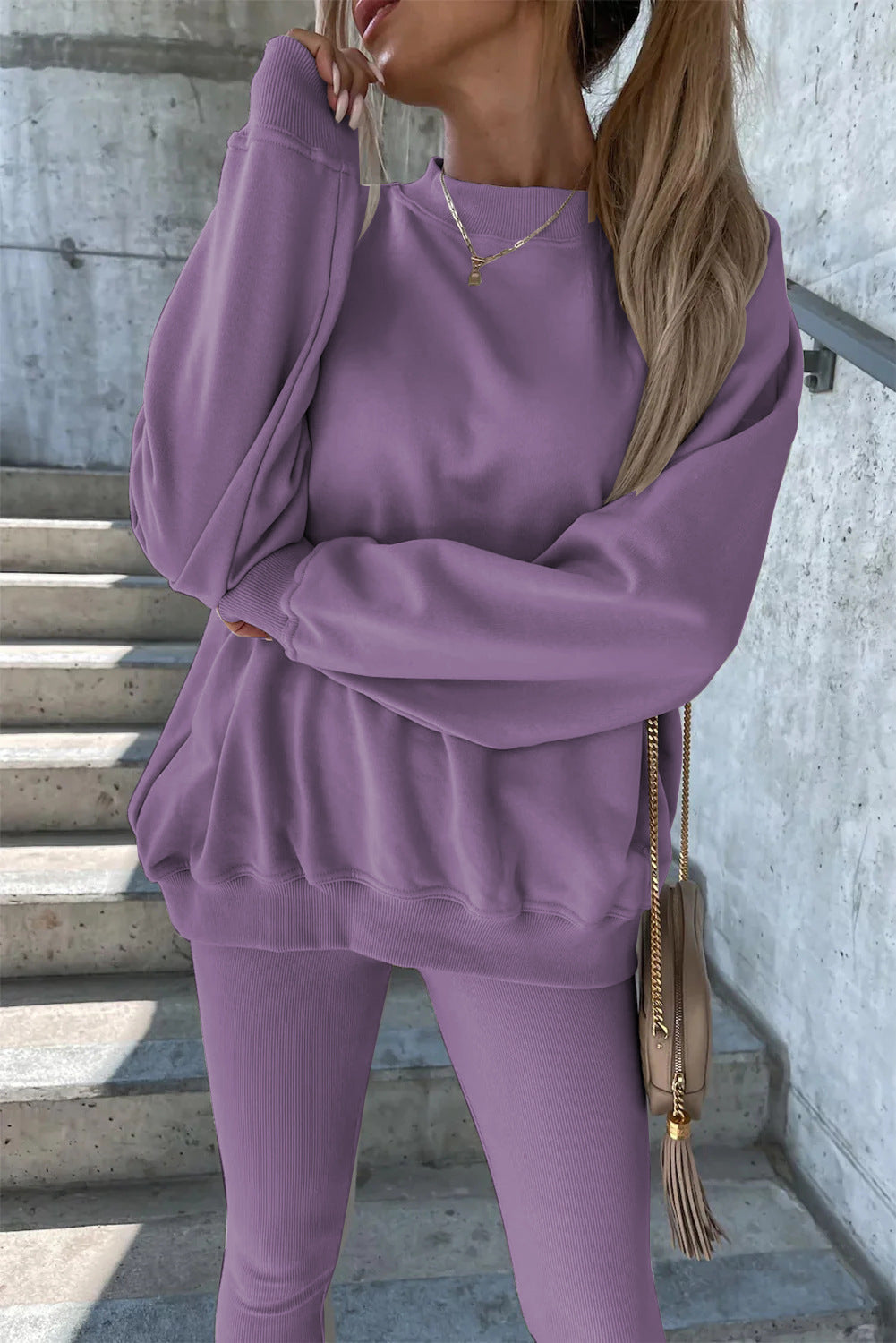 Damen Oversized Sweatshirt Set mit engen Leggings Norvielle