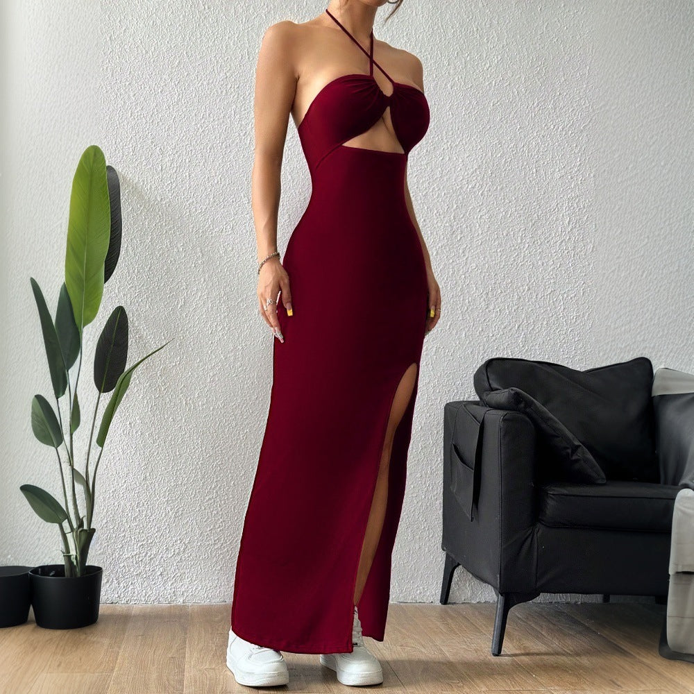 Damen Maxikleid Cut-Out Schlitz Norvielle