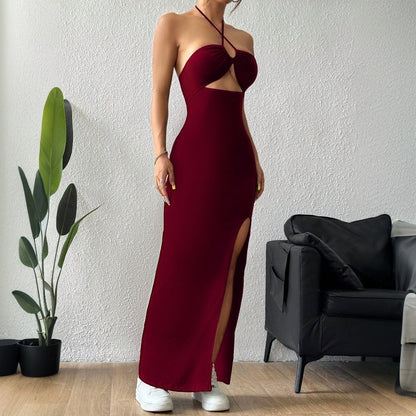 Damen Maxikleid Cut-Out Schlitz Norvielle