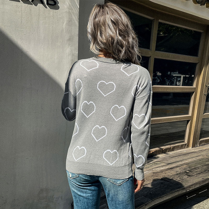 Damen Strickpullover Herzdesign Lässig Norvielle