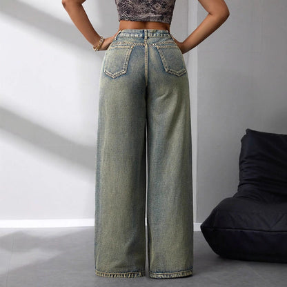 Damen High-Waist Jeans im Vintage-Stil Weite Bein Norvielle