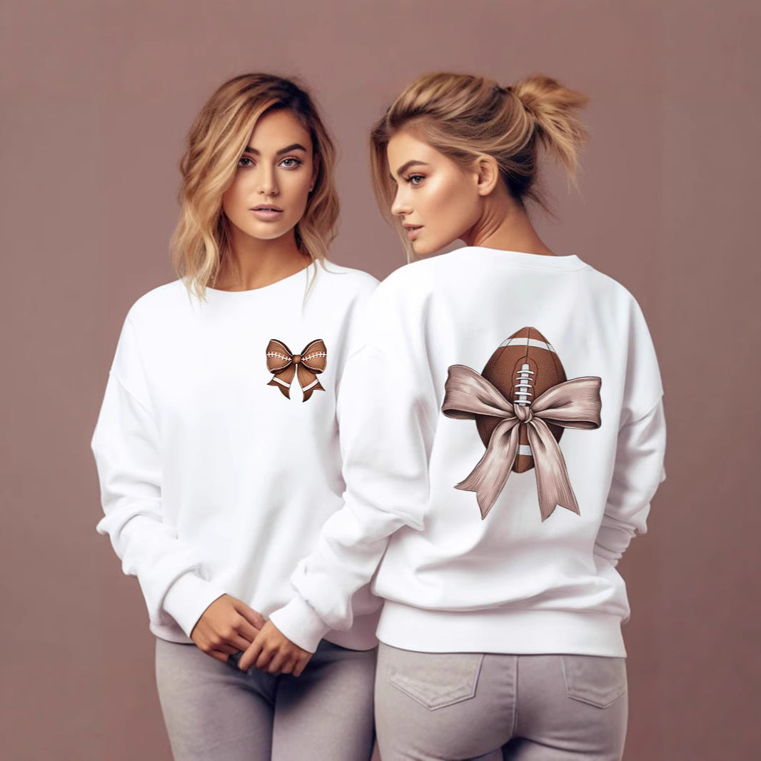 Damen Sweatshirt Footballmotiv Schleifenakzent - Norvielle