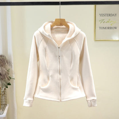 Damen Fleecejacke Mit Kapuze Durchgehender Reißverschluss