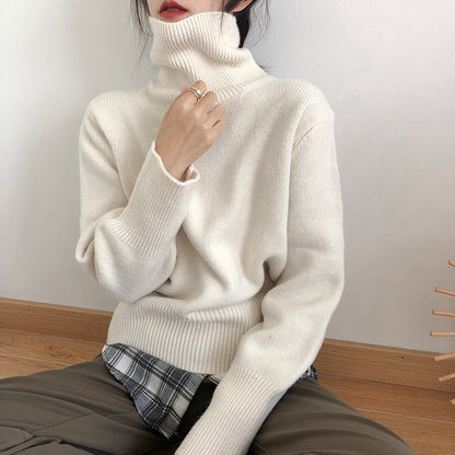 Damen Rollkragenpullover Feinstrick Beige