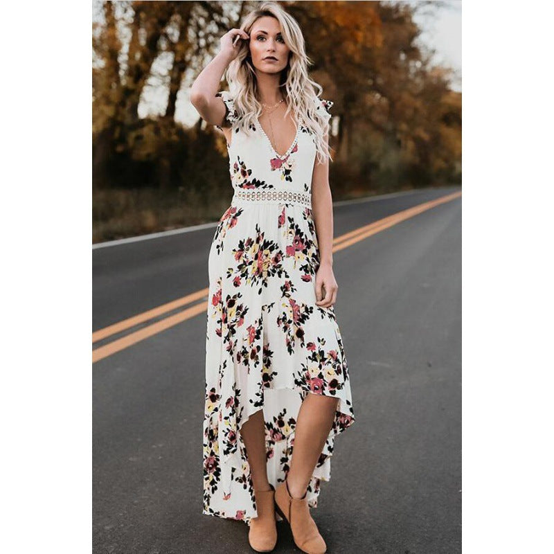 Damen Maxikleid Floralmuster Elastisch