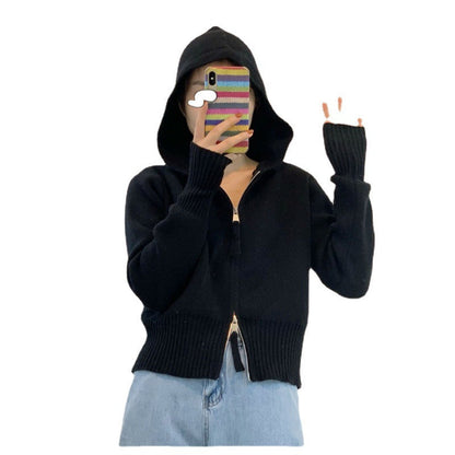 Damen Kapuzenpullover Modern Reißverschluss Tailliert Norvielle