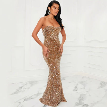 Damen Abendkleid Glitzernd Bustier-Oberteil Norvielle